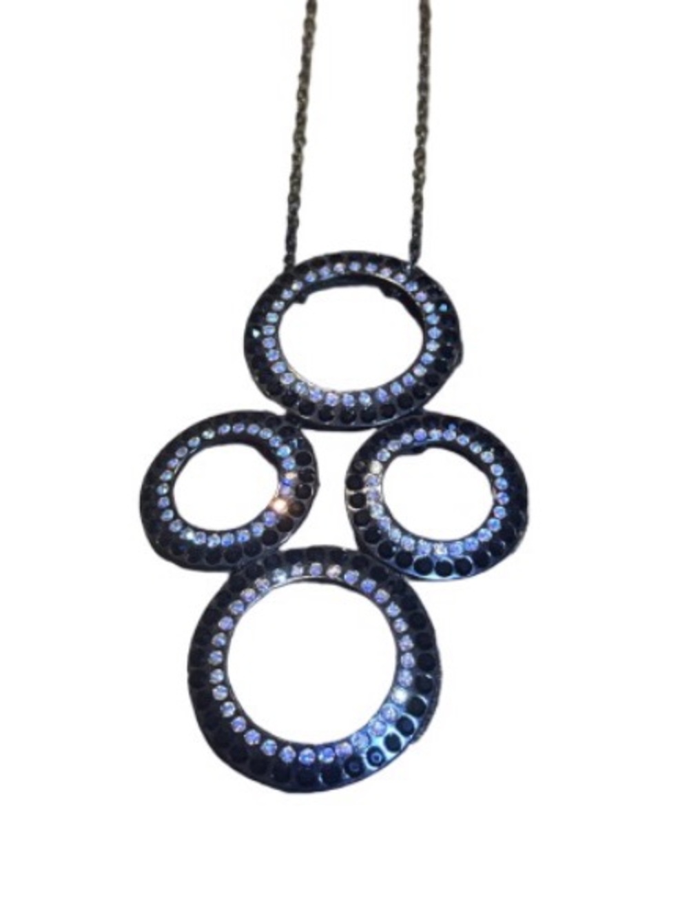 Joan Rivers Black White AB Rhinestone Circles Modern Necklace vintage